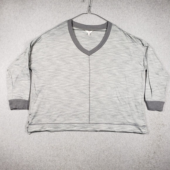 Terra & Sky Sweaters - Terra & Sky Womens Top 3X Gray Space Dye Heathered V-Neck Pullover Comfort Layer